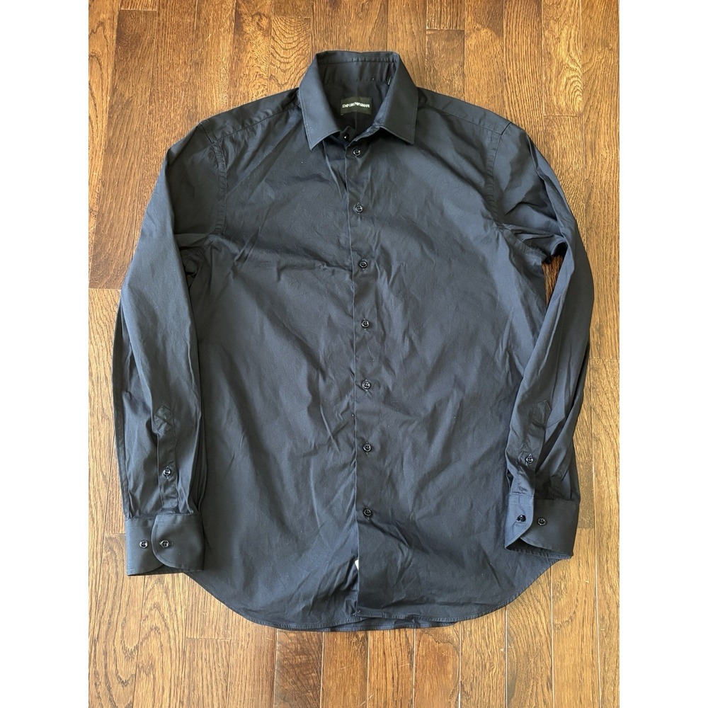 Vintage‎ Emporio Armani Solid Navy Blue button-up shirt 16/41